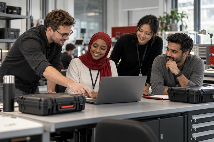 Recruitment illustration: colleagues welcoming a new team member